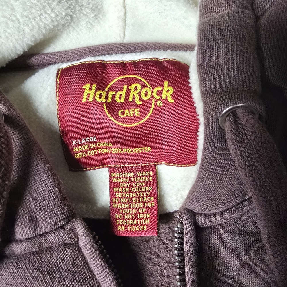 Vintage Hard Rock Cafe New York Brown Hoodie Full Zip Jacket Men's Size XL - Picture 4 of 7